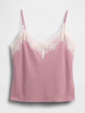NWT Gap Women's Lace Trim Camisole Pink Size M Lingerie Romantic Coquette Sexy